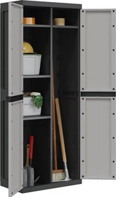 vidaXL Ντουλάπι Αποθ. Εξ. Χώρου Γκρι/Μαύρο 65x37x165εκ. Πολυπροπυλένιο