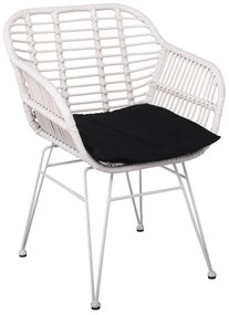 Πολυθρόνα Κήπου SALSA-W Μαύρο/Λευκό Μέταλλο/Wicker 55x56x82cm