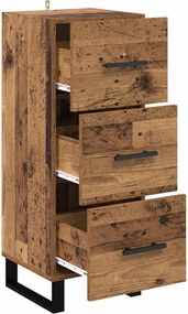 vidaXL Πλαϊνό γραφείο με συρτάρι Παλιό Ξύλο 34,5 x 34 x 90 εκ.