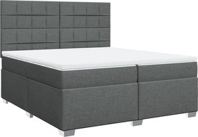 vidaXL Κρεβάτι Boxspring με Στρώμα Σκούρο Γκρι 200x200 εκ. Υφασμάτινο