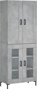 vidaXL Ντουλάπι Γκρι Σκυροδέματος 69,5x34x180 εκ. Επεξεργασμένο Ξύλο