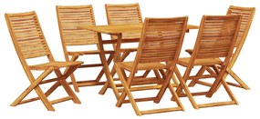 vidaXL Σέτ φαγητού για κήπο 7 pcs Καφέ Μασίφ ξύλο ακακίας