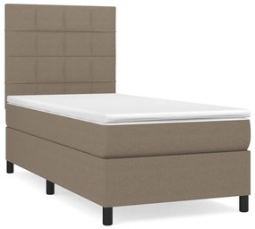 Κρεβάτι Boxspring με Στρώμα Taupe 90x200 εκ. Υφασμάτινο - Μπεζ-Γκρι