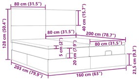 Οθωμανικό κρεβάτι με στρώματα Μαύρο 160x200cm Ύφασμα - Μαύρο