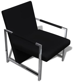 vidaXL Πολυθρόνα Μαύρη από Συνθετικό Δέρμα με Πόδια Χρωμίου