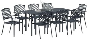 vidaXL Σέτ φαγητού για κήπο 9 pcs Ανθρακί Ατσάλι με Πούδρα