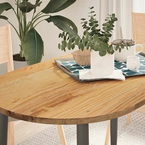 Επιτραπέζια επιφάνεια Ανοιχτό Καφέ 120x60x2 εκ. Ξύλο Δρυός Οβάλ - Γκρι