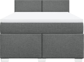 vidaXL Κρεβάτι Boxspring με Στρώμα Σκούρο Γκρι 140x190 εκ. Υφασμάτινο