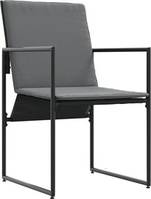 vidaXL Καρέκλα με μαξιλάρι 4 pcs Μαύρο και Ανθρακί Textilene