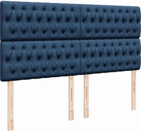 vidaXL Κρεβάτι Boxspring με Στρώμα Μπλε 200x200 εκ. Υφασμάτινο