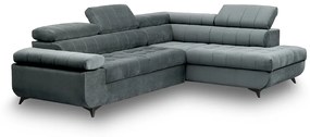 Γωνιακός καναπές κρεβάτι Dragonis, γκρί βελούδο 268x97x201cm- Δεξιά γωνία-BOG6210