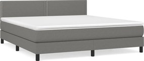 vidaXL Κρεβάτι Boxspring με Στρώμα Σκούρο Γκρι 180x200 εκ Υφασμάτιν