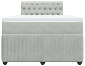 vidaXL Κρεβάτι Boxspring με Στρώμα Ανοιχτό Γκρι 120x190 εκ. Βελούδινο