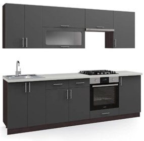 ΣΥΝΘΕΣΗ ΚΟΥΖΙΝΑΣ MDF ΣΚΟΥΡΟ ΓΚΡΙ ΠΑΓΚΟΣ HPL ΜΠΕΖ ΜΑΡΜΑΡΟ 250x47x84,8Υεκ.HM2471.01