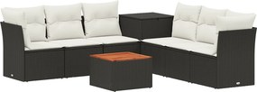 vidaXL Σετ Καναπέ 8 τμχ. Μαύρο και Κρεμ Λευκό 55 x 55 x 37 εκ