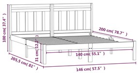 ΠΛΑΙΣΙΟ ΚΡΕΒΑΤΙΟΥ ΛΕΥΚΟ 140X200 ΕΚ. ΑΠΟ ΜΑΣΙΦ ΞΥΛΟ ΠΕΥΚΟΥ 3100590