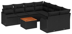 vidaXL Σετ Καναπέ Κήπου με αποθήκευση 9 pcs Μαύρο συνθετικό ρατάν