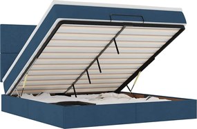 vidaXL Οθωμανικό κρεβάτι με στρώμα μπλε 160x200cm ύφασμα