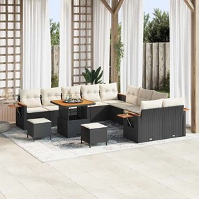 vidaXL Σετ Καναπέ Κήπου 13 pcs Μαύρο και κρεμ 80 x 80 x 71 cm