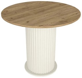 Τραπέζι Bohema 0265892 Φ90x77,7cm Ivory-Sepet Oak Μοριοσανίδα, Μελαμίνη