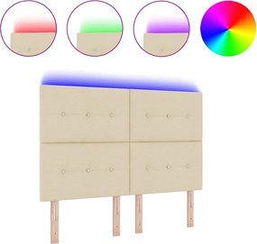 vidaXL LED κεφαλάρι με φώτα λωρίδας LED Κρεμ 144 cm Πολυεστέρας