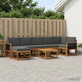 vidaXL Σειρά Καναπέ Εξωτερικού 8 pcs Φυσικό και Ανθρακί Πολυεστέρας