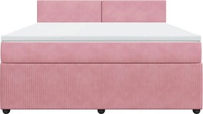 vidaXL Κρεβάτι Boxspring με Στρώμα Ροζ 180x200 εκ. Βελούδινο