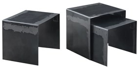 SET-3 Τραπεζάκια Antique/Black Μέταλλο 45x40x45cm