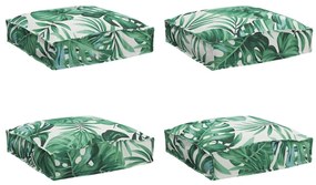 vidaXL Μαξιλάρι παλέτας για κάθισμα Floral 4 pcs Μοτίβο φύλλων