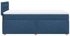 vidaXL Κρεβάτι Boxspring με Στρώμα Μπλε 90x190 εκ.Υφασμάτινο