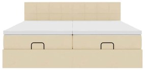 vidaXL Οθωμανικό Κρεβάτι με Στρώματα Κρέμα 200x200cm Ύφασμα
