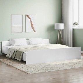 Πλαίσιο Κρεβατιού με Κεφαλάρι &amp; Ποδαρικό Λευκό 200 x 200 εκ.