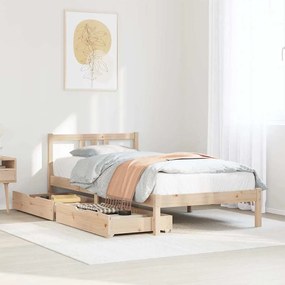 vidaXL Σκελετός Κρεβατιού Χωρίς Στρώμα 75x190 εκ Μασίφ Ξύλο Πεύκου