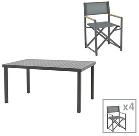 Intrahome Τραπεζαρία Mabu-Klinton σετ 5τεμ Intrahome αλουμίνιο και ύφασμα σε ανθρακί απόχρωση 150x80x74εκ | SKU: INTRAPA-311111883