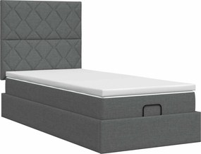 vidaXL Κρεβάτι Ottoman με στρώμα Σκούρο Γκρι 100 x 200 cm Ύφασμα