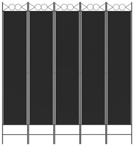 vidaXL Διαχωριστικό Δωματίου με 5 Πάνελ Μαύρο 200 x 220 εκ. Υφασμάτινο