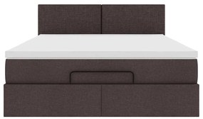 vidaXL Οθωμανικό κρεβάτι με στρώμα σκούρο καφέ 140x190cm ύφασμα