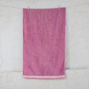 Πετσέτα Θαλάσσης (80x160) White Fabric Zenyra Pink