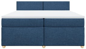 Κρεβάτι Boxspring με Στρώμα Μπλε 200x200 εκ. Υφασμάτινο - Μπλε