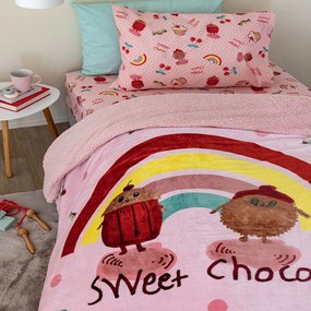 Κουβερτοπάπλωμα Παιδικό SW103 Pink Palamaiki Μονό 160x220cm Flannel.Sherpa