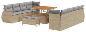 vidaXL Σετ Καναπέ Κήπου με αποθήκευση 11 pcs Μπεζ Πολυ ράταν