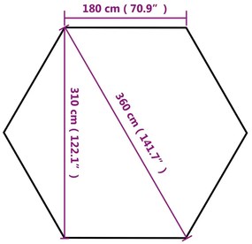 Εξαγων. Τέντα με Πλαϊνά Τοιχώματα 3,6x3,1 μ. Γκρι/Μπεζ 220γρ/μ² - Μπεζ-Γκρι