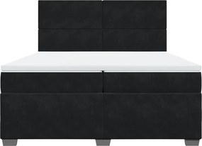 vidaXL Κρεβάτι Boxspring με Στρώμα Μαύρο 200x200 εκ. Βελούδινο