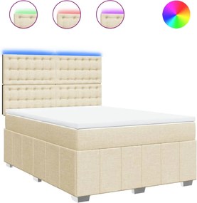 vidaXL Κρεβάτι Boxspring με Στρώμα Κρεμ 140x200 εκ. Υφασμάτινο