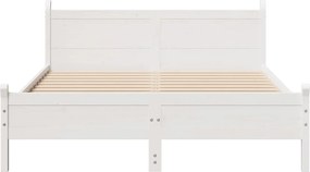 vidaXL Σκελετός Κρεβ. Χωρίς Στρώμα Λευκό 135x190 εκ Μασίφ Πεύκο
