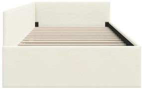 vidaXL Κρεβάτι Γωνίας Κρεμ 80 x 200 cm Βελούδο και Εργοστασιακό ξύλο