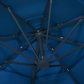 Ομπρέλα 4 Επιπέδων Αζούρ Μπλε 3 x 3 μ. με Ιστό Αλουμινίου - Μπλε