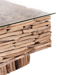 ΤΡΑΠΕΖΙ ΣΑΛΟΝΙΟΥ ΤΕΤΡΑΓΩΝΟ SPARROW HM9960 DRIFTWOOD--ΓΥΑΛΙ 95x95x51,5Υεκ.