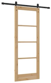vidaXL Συρόμενη Πόρτα Χειροκίνητος Καφέ 78 x 202 εκ. Ξύλο και μέταλλο
