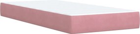 vidaXL Κρεβάτι Boxspring με Στρώμα Ροζ 90x200 εκ. Βελούδινο